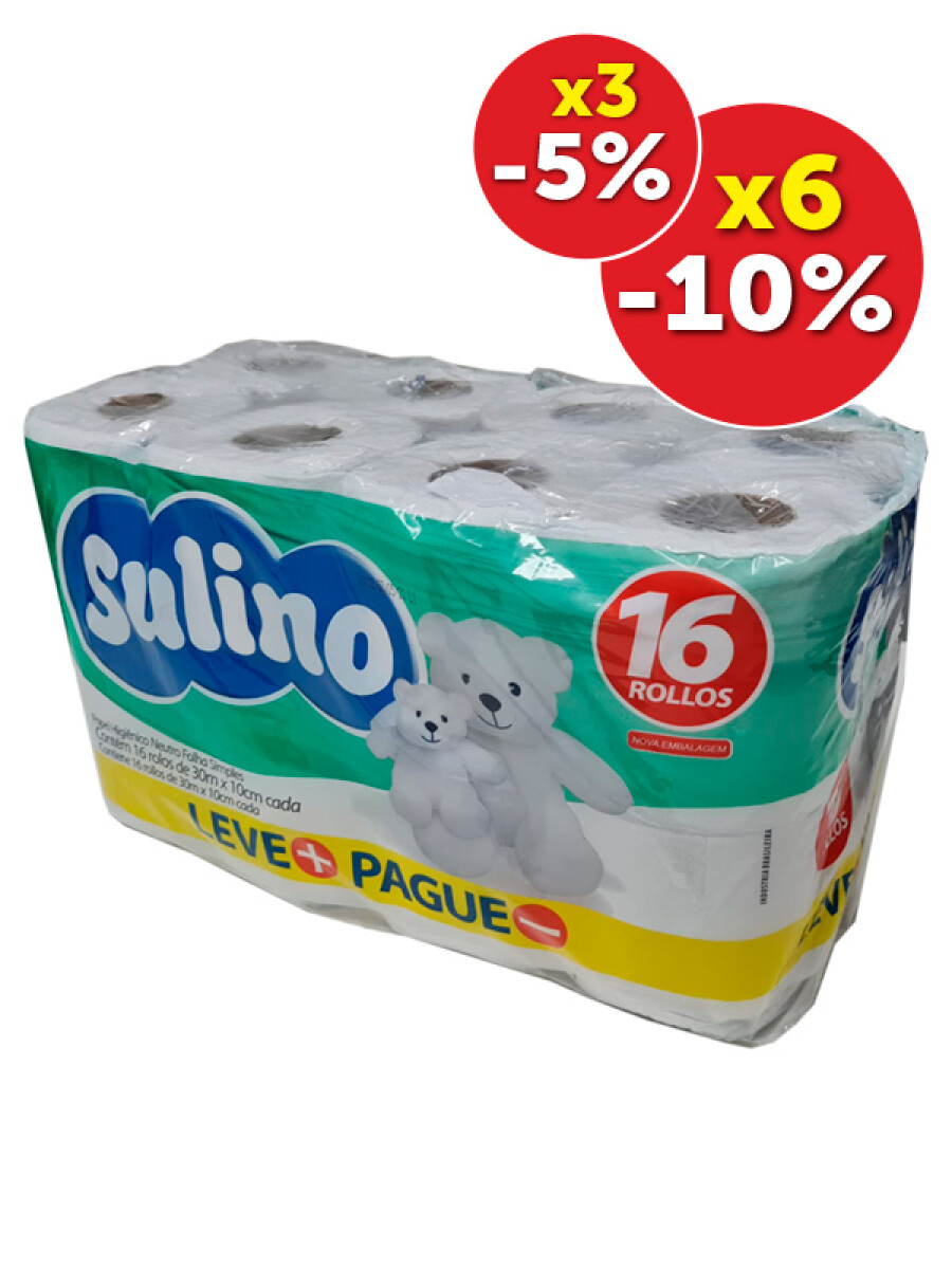 Papel Higienico Sulino 16 Rollos x 30 Metros 