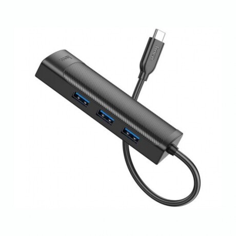 Hub 4 En 1 HOCO HB42 USB-C A 3 USB-A 3.0 Y RJ45 - Black Hub 4 En 1 HOCO HB42 USB-C A 3 USB-A 3.0 Y RJ45 - Black