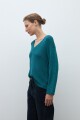 Sweater cinta escote V verde petroleo