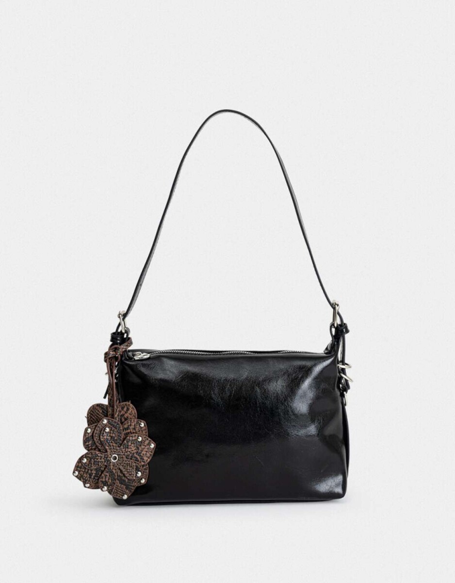 Bandolera Con Charm - Negro 