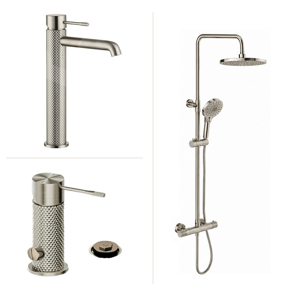 Juego De Griferia Signature Brushed Nickel Con Barral 