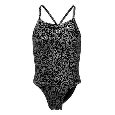 Traje De Baño Lace Up Back One Piece de Niña negro
