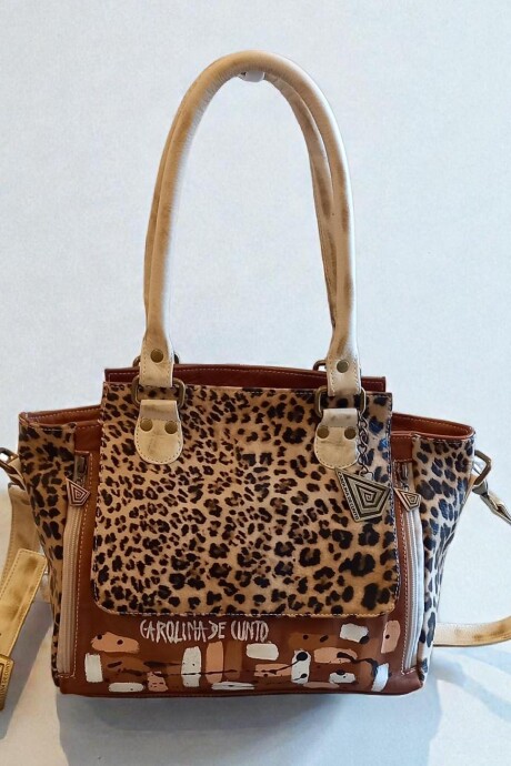 Cartera MILA Con Arte Pintada A Mano Terra Y Print.