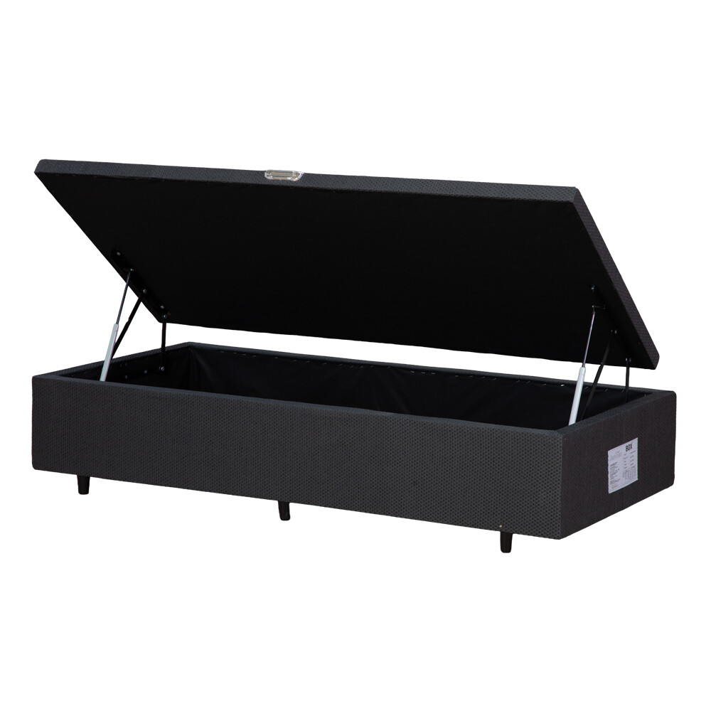 BOX BAÙL 1 PLAZAS BASE DE SOMMIER GUARDARROPA CAMA CON APERTURA LATERAL GRIS