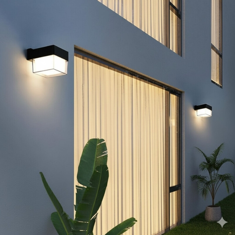 ARTEFACTO EXTEIOR MENFI PARA ADOSAR EN PARED UNIDIRECCIONAL 5W Artefacto Exterior LED Menfi Para Adosar Unidireccional 5W Negro