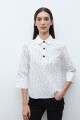 Blusa lunares cuello camisa crudo