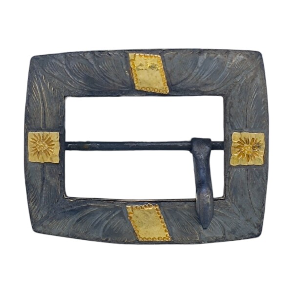 HEBILLA RECTANGULAR PLATA Y ORO 01 Plateadouniforme