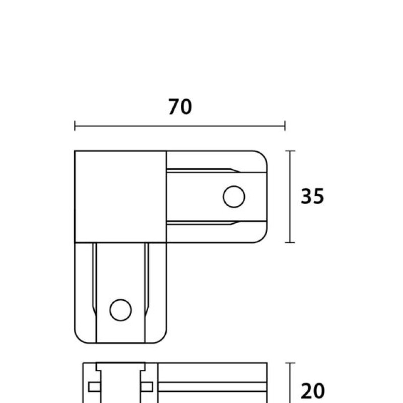 CONECTOR EN L PARA RIEL NEGRO CONECTOR EN L PARA RIEL NEGRO
