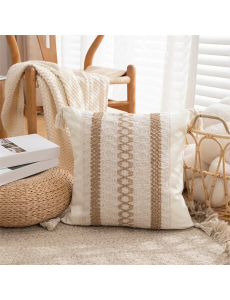 ALMOHADON CON TEJIDO 45x45CM BLANCO/NATURAL ALMOHADON CON TEJIDO 45x45CM BLANCO/NATURAL