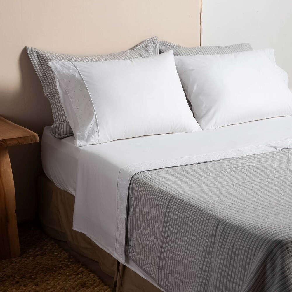 JGO SÁBANAS 2 PLAZAS ALGODON NATURAL-BEIGE BRODERIE 200H ARENA