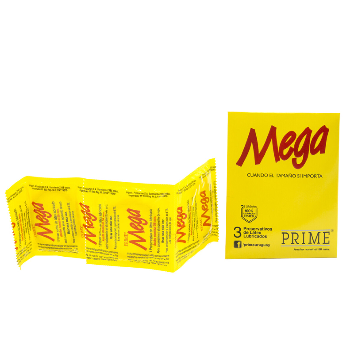Preservativo PRIME Mega (Amarillo) (Cajita X3U) 