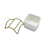 MACETA CERAMICA C/BASE 6x6x9CM BLANCO/DORADO MACETA CERAMICA C/BASE 6x6x9CM BLANCO/DORADO