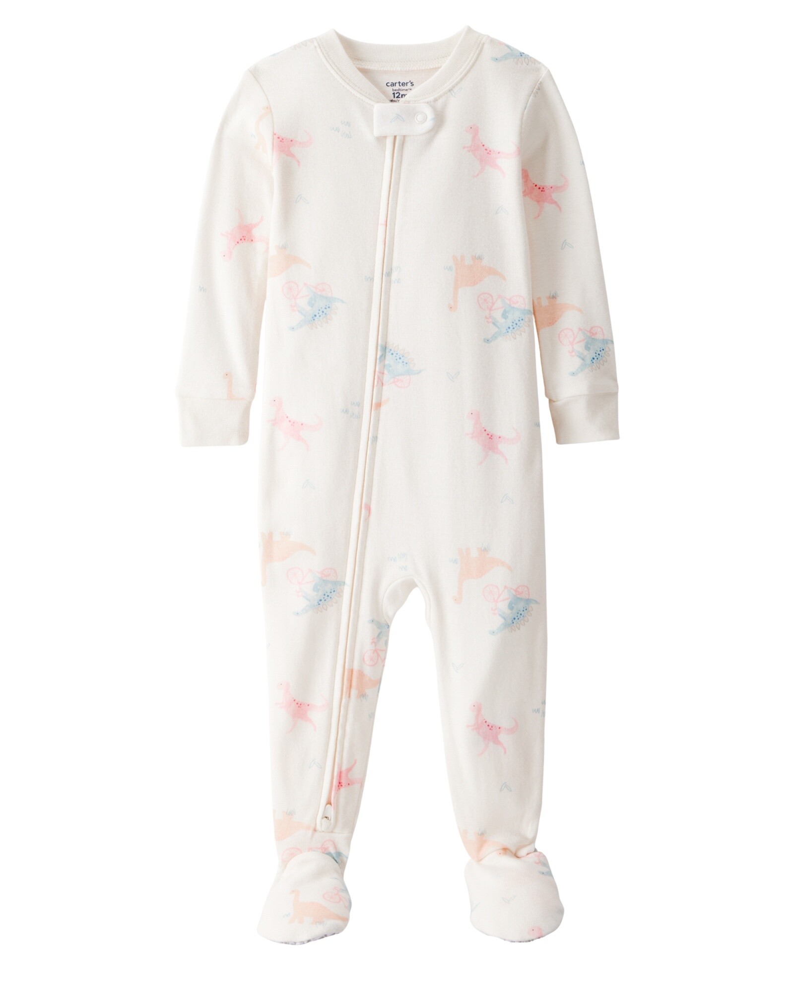 Pijama una pieza de algodón, con pie, diseño dinos Sin color