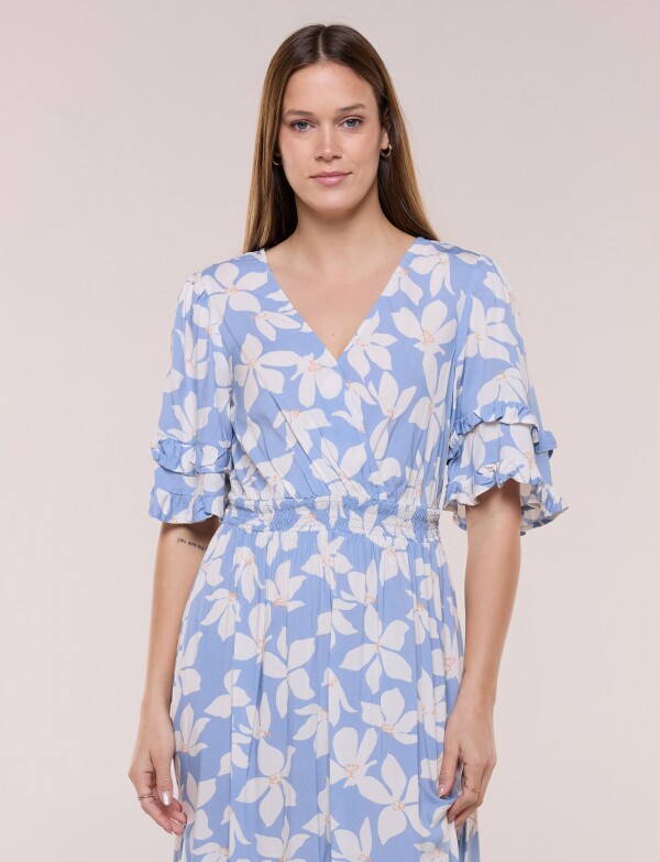 Vestido Volados Printed CELESTE/MULTI