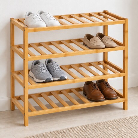 Zapatero estantería baja de bambú - 67x68x23cm Sc