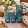 Jarra Line 1 Litro y 6 Vasos 300 ml Set Vidrio Azul