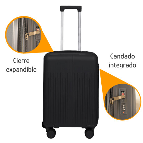 Valija Mediana Rígida Cierre Expandible Candado Ruedas 360° Negro