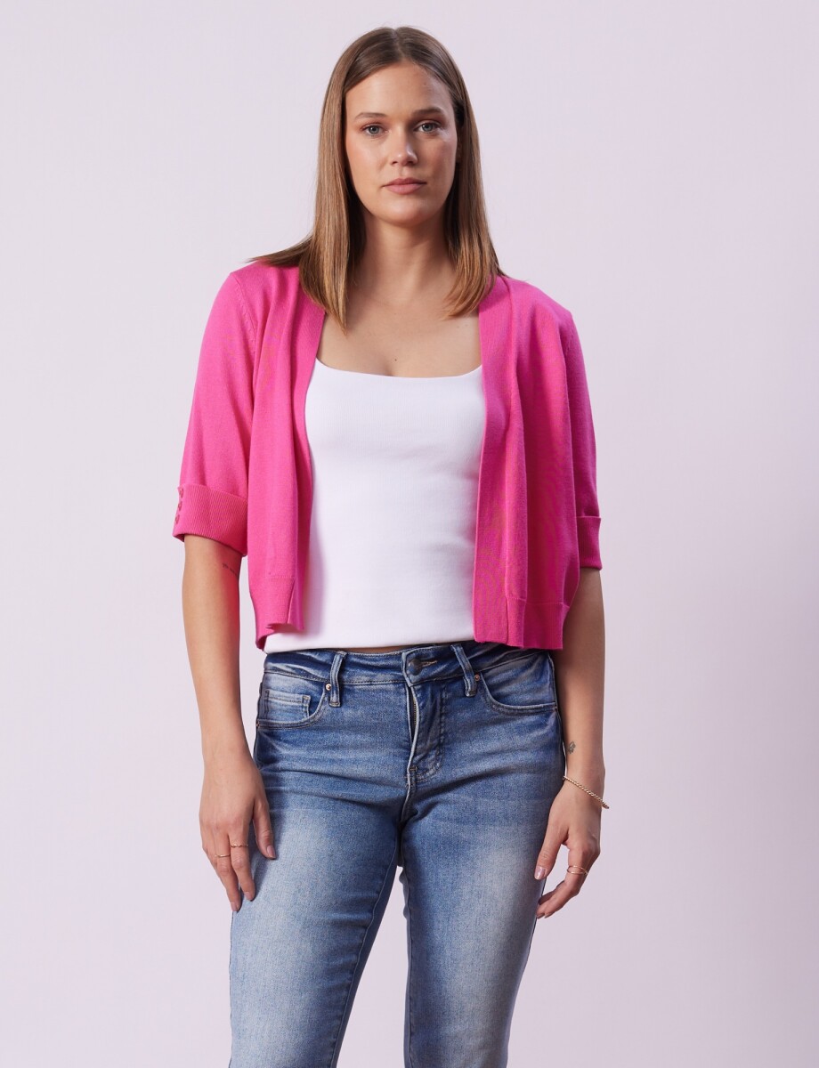 Cardigan Puño Botones - Fucsia 