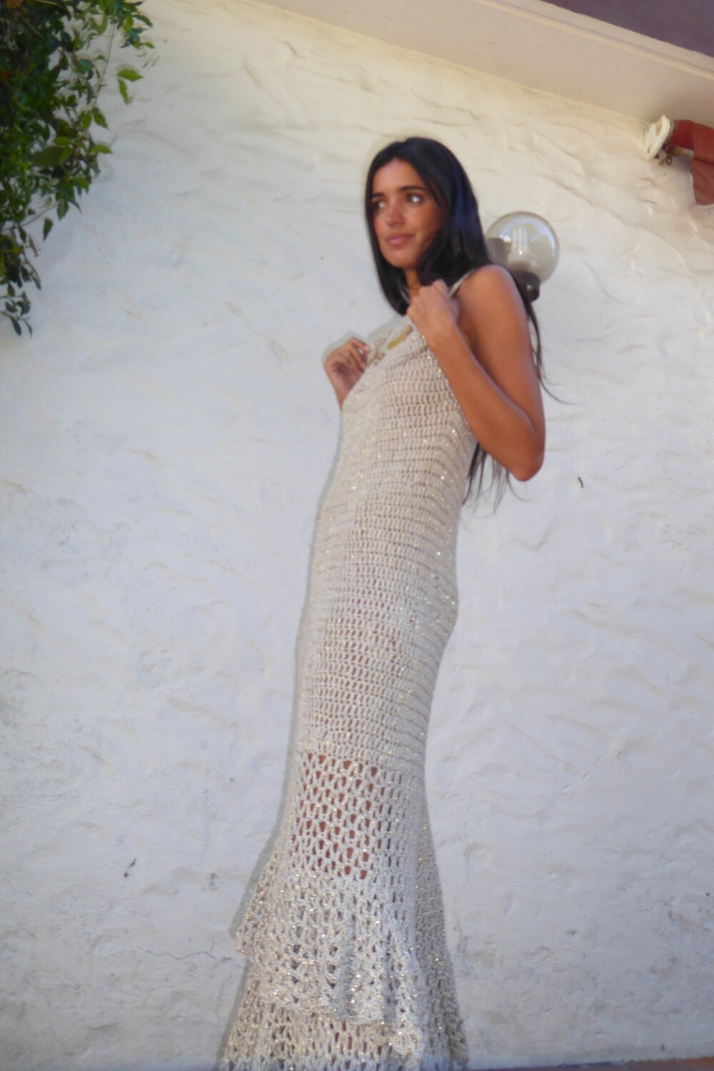 Gala Crochet Dress Beige