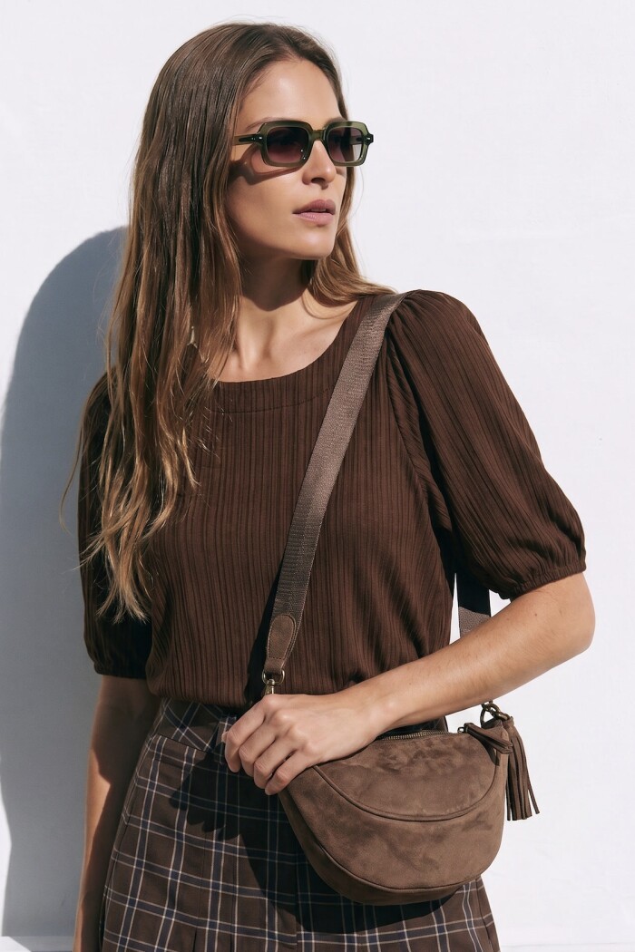 Cartera Gamuza Vegana Chocolate