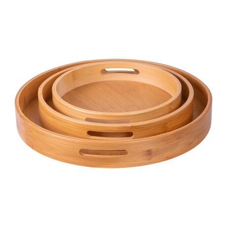 SET 3 BANDEJAS REDONDA NATURAL/BEIGE BAMBÚ ROUND TRAY-3