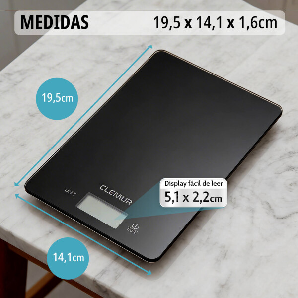 Balanza Digital de Cocina IMBACK con Precisión 1g a 5kg, Acero Inoxidable Color Negro Balanza Digital de Cocina IMBACK con Precisión 1g a 5kg, Acero Inoxidable Color Negro