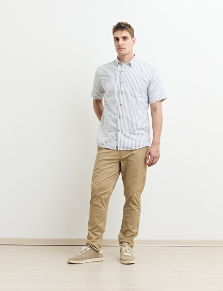 012635 CAMISA HARRINGTON LABEL Blanco/kaki