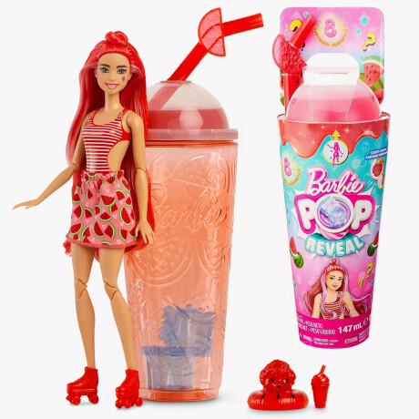 Muñeca Barbie Pop Reveal + Vaso Con Accesorios Rojo