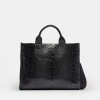 Cartera de mano Capri en cuero gamuza anaconda Negro