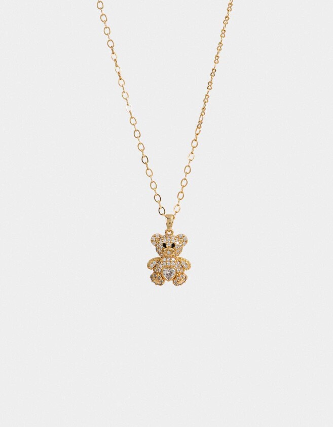 Cadena Corta con Dije Packaging especial Collar De Oso Con Strass - Dorado