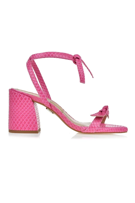Sandalia Taco Mediano Python Nudo Pink