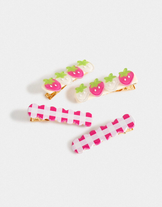 Hebillas Infantiles Con frutas Set De Piquitos - Combinacion Tricolor