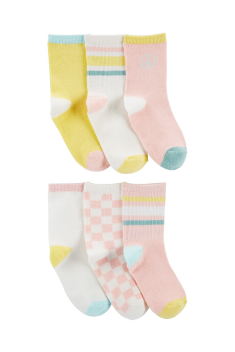 Pack seis pares de medias antideslizantes estampadas. Talle 2/4T Pack seis pares de medias antideslizantes estampadas. Talle 2/4T