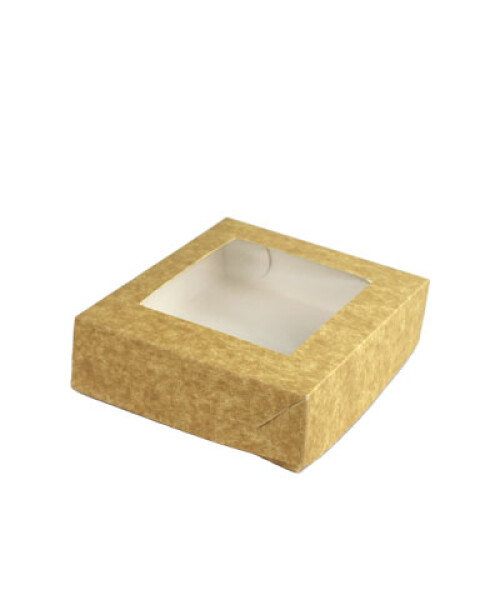 Caja cartulina con visor 13x13x4cm MADERA