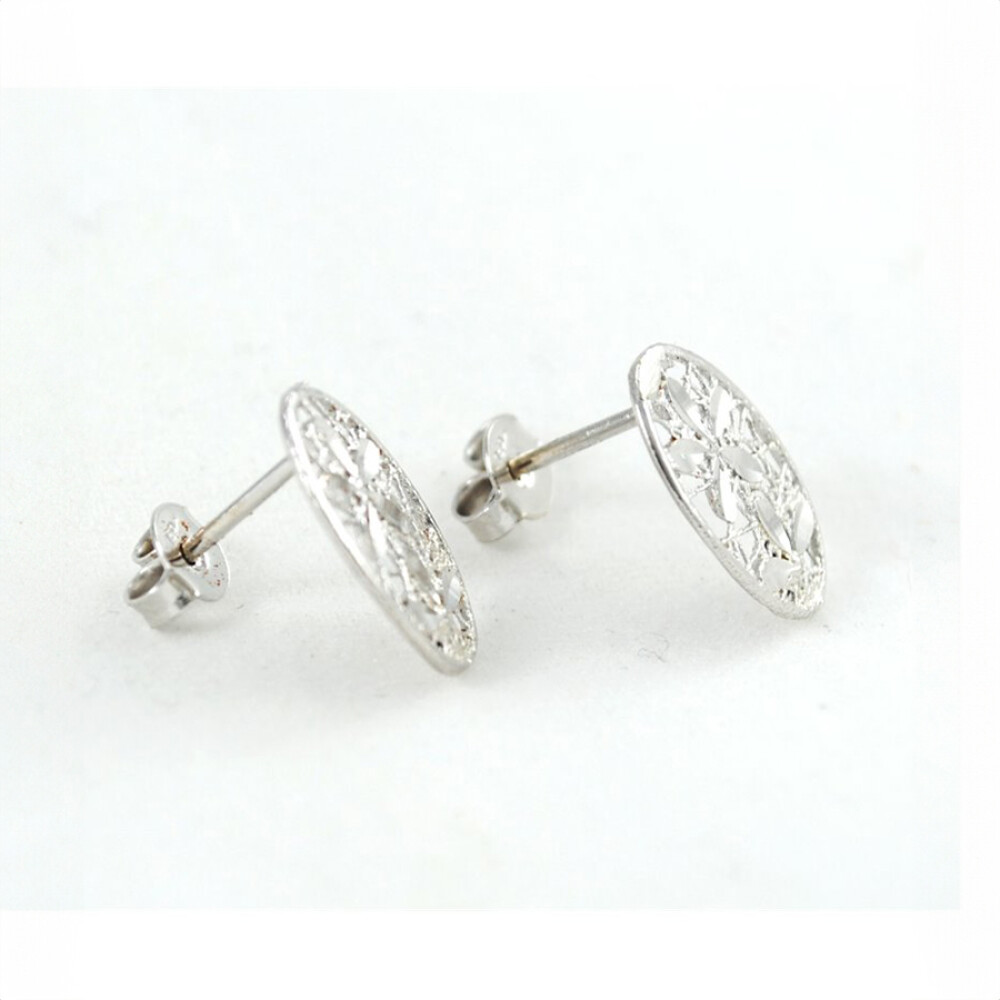 Caravanas Oro Blanco 18K Con Filigrana Caravanas Oro Blanco 18K Con Filigrana