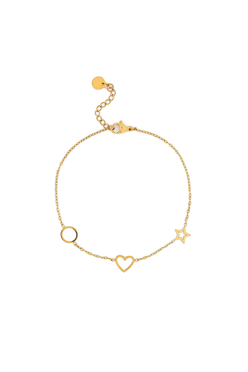Pulsera Corazon Estrella Ciculo Oreiro - dorado 