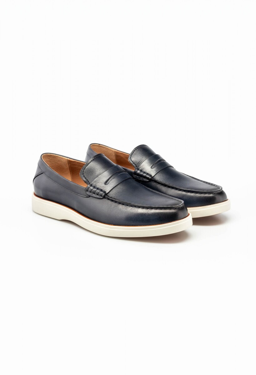 Mocasín cuero - Navy 