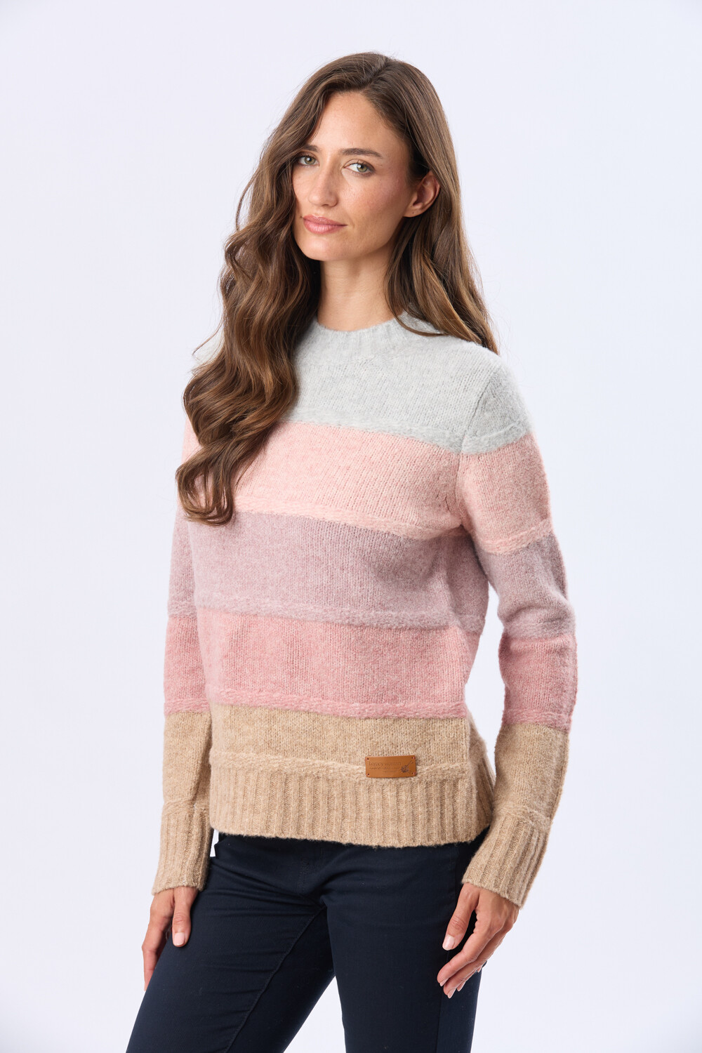 BUZO TEJIDO RAYADO Rosa