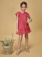 Vestido Nido De Abeja Con Tiras Bordadas Fucsia