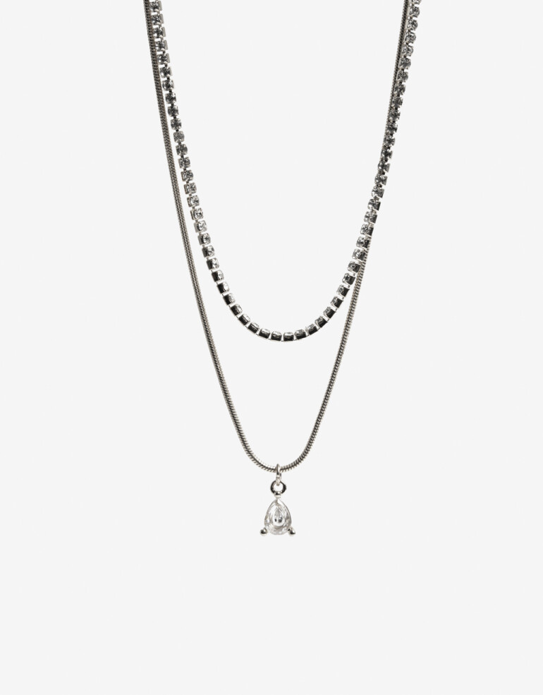 Collares Cortos Strass Collares Cortos, Strass Basics - Plateado Rodio