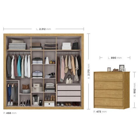 Juego de Dormitorio Ropero Montecarlo 6 Puertas Comoda Carla 4 Cajones - Marrocos Juego de Dormitorio Ropero Montecarlo 6 Puertas Comoda Carla 4 Cajones - Marrocos