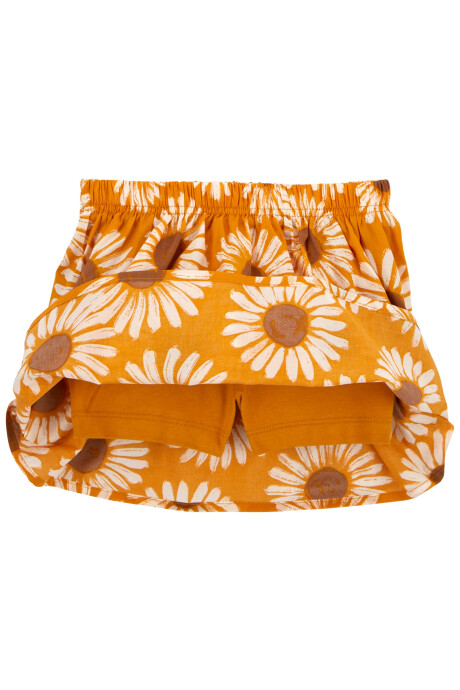 Set dos piezas de algodón, pollera short y blusa diseño floral Sin color