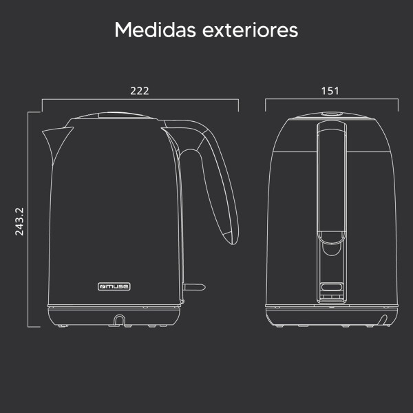 Hervidor Jarra Eléctrica Muse Ms-015 Bs 1.7l JARRA ELECTRICA MUSE MS015BS HERVIDOR IN
