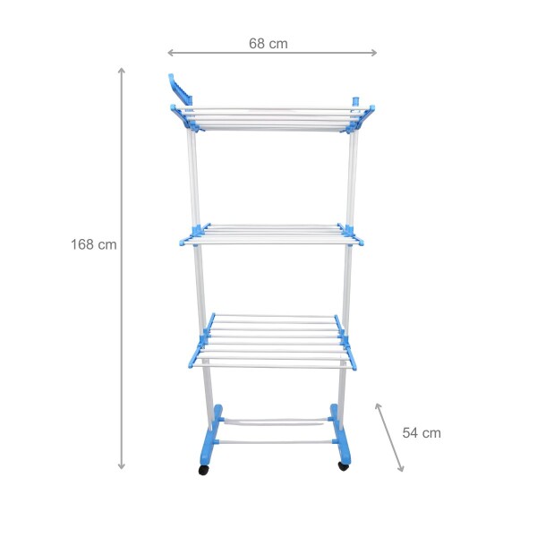 Tendedero Vertical Varillas Acero Plegable De 3 Niveles Tender Ropa Lavadero Metal De Pie 54x68x168 Cm Celeste Tendedero Vertical Varillas Acero Plegable De 3 Niveles Tender Ropa Lavadero Metal De Pie 54x68x168 Cm Celeste