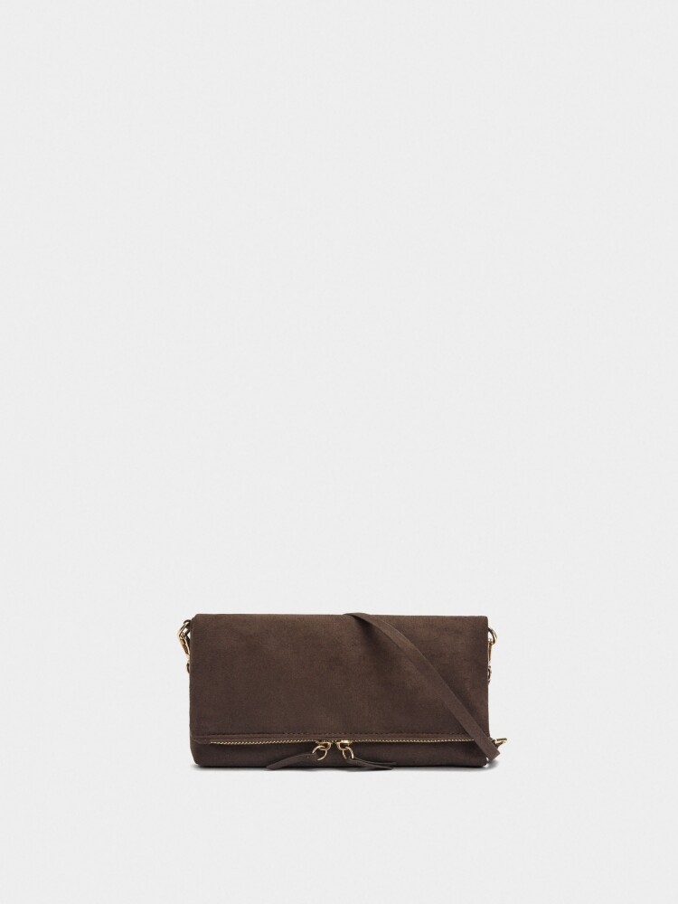 Bolso Bandolera Efecto Piel Con Solapa marron