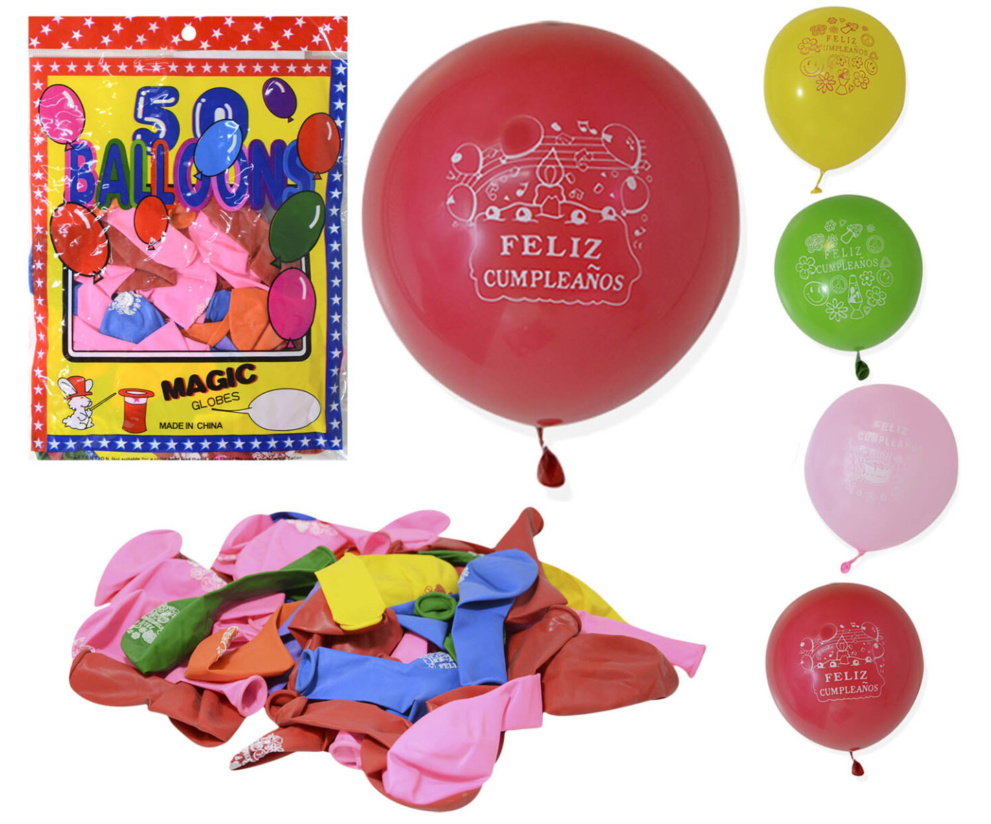 Globos Feliz Cumpleaños 50 unidades 