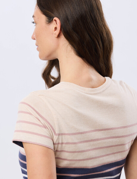 REMERA RAYADA DE ALGODÓN Azul