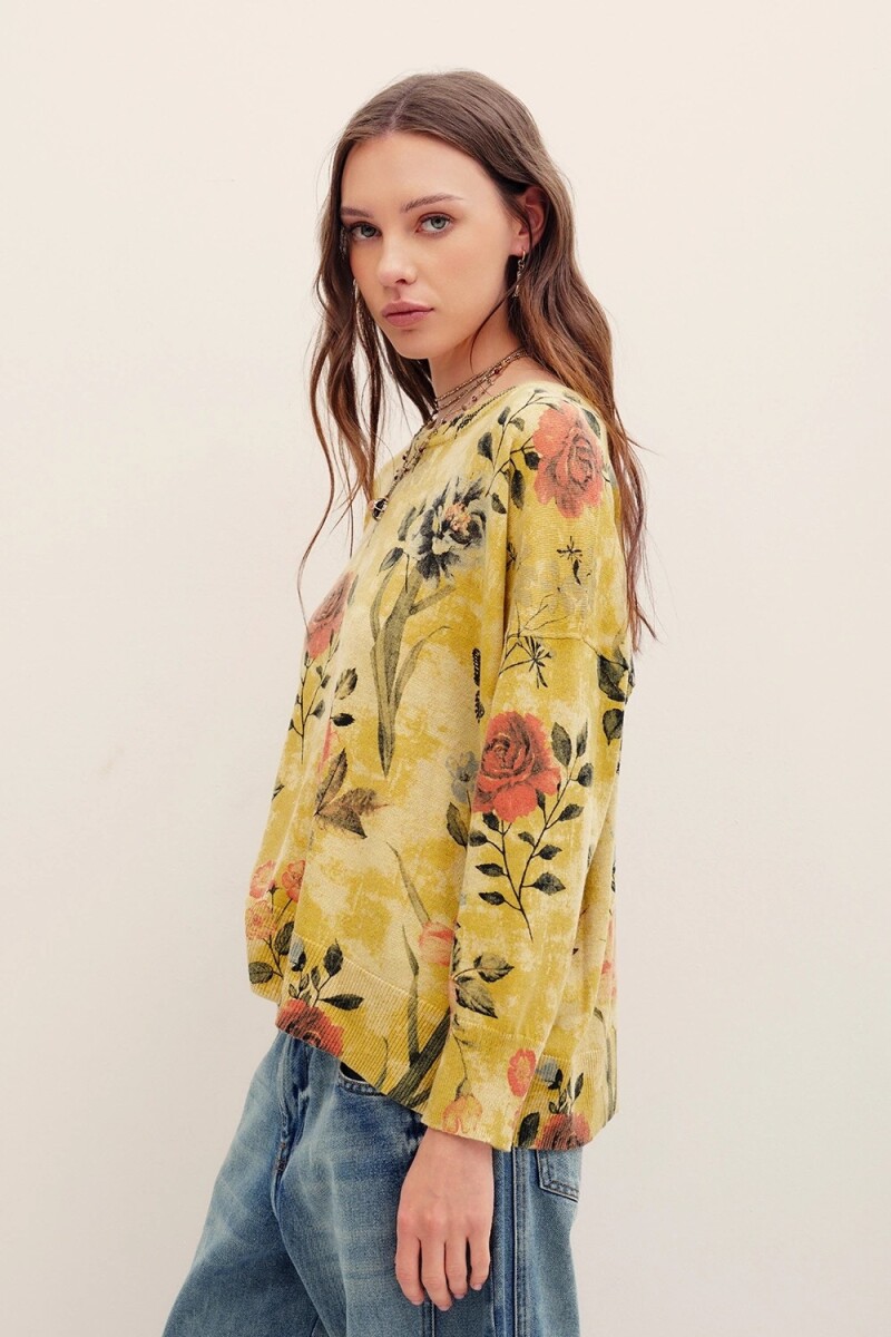 SWEATER AURORA MUSTARD FLOWER Mostaza