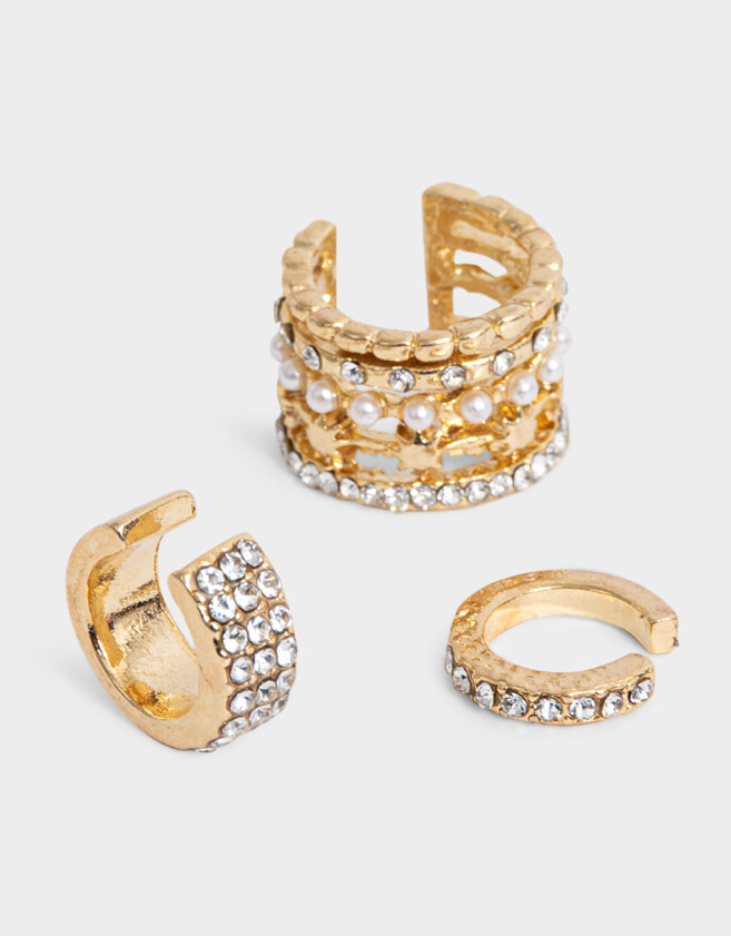 Bijou Cuff Con strass Set De Earcuff Con Strass - Dorado