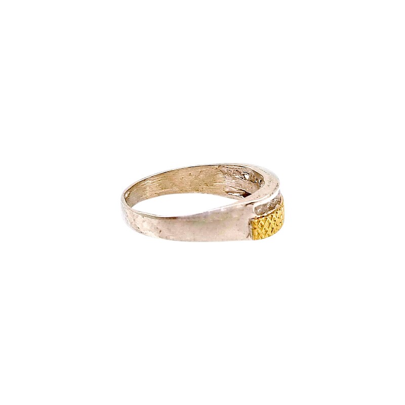 Anillo doble linea-Plata y Oro-Zirconia-AN5934 conpiedra